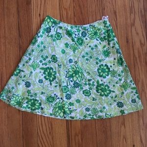 Cute green floral GAP a-line skirt